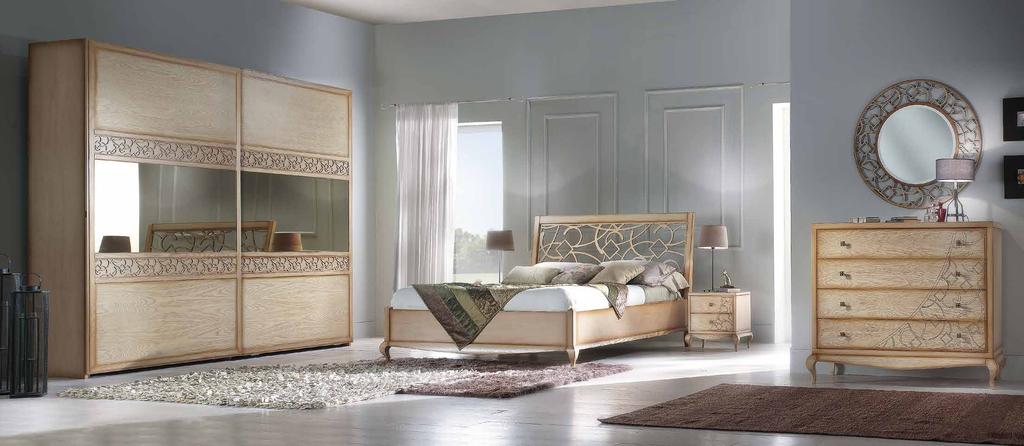 notte Ludovica art. 704 Armadio ante legno Wardrobe L. 274 H. 248 P. 60 art. 706 Letto traforato con contenitore Bed L. 170 H. 126 P. 226 art.