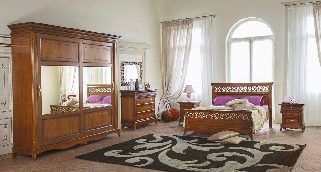 Anna art. 733 Armadio ante legno Wardrobe L. 273 H. 257 P. 69 art. 734 Specchiera Mirror L. 110 H. 74,5 SP. 1,3 art.