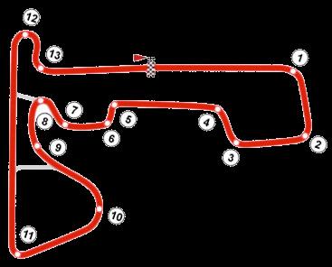 79 Numero di curve 13 (8 destre 5 sinistre) Raggio di curvatura minimo ml 16 (curva 5) Raggio di curvatura massimo ml 90 (curva 9) Pendenza longitudinale positiva massima 3,00% (fine rettilineo lato