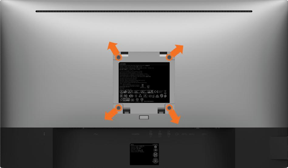 Montaggio a parete (opzionale) NOTA: Utilizzare viti M4 x 10 mm per collegare il monitor al kit di montaggio a parete.