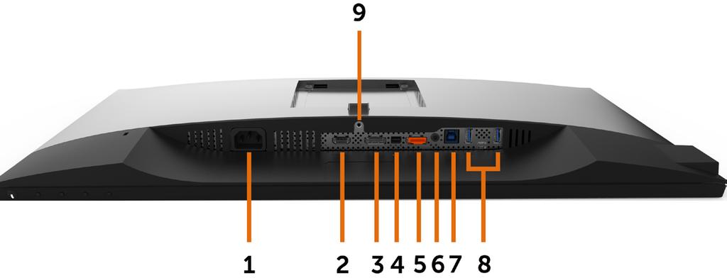 Veduta inferiore Etichetta Descrizione Uso 1 Connettore di Per collegare il cavo di alimentazione del monitor. alimentazione CA 2 Connettore HDMI Si collega al computer con il cavo HDMI (opzionale).
