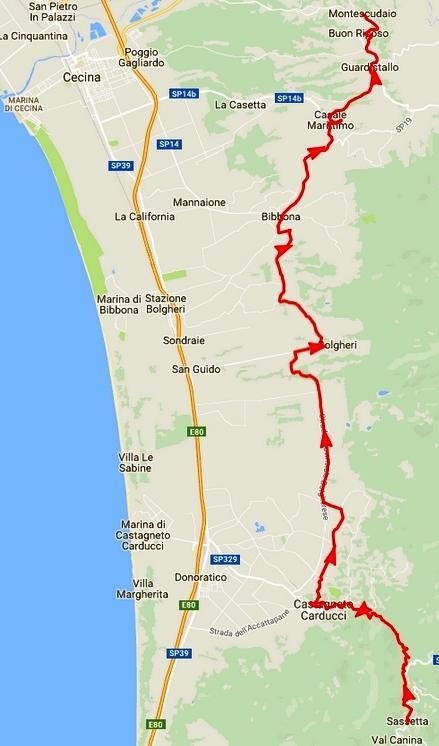 Venerdì 01 Giugno: 7 SASSETTA - MONTESCUDAIO 34 km D+ 443 Dopo 7 km dalla partenza si arriva a Castagneto
