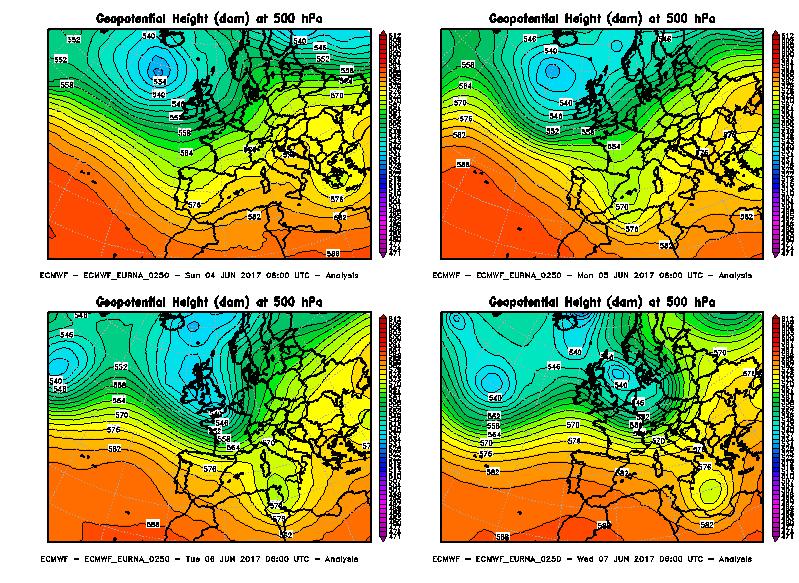 Considerazioni generali Il primo episodio di rilievo del mese di giugno 2017 riguarda l arrivo di una saccatura atlantica nel giorno 5, successivamente evoluta in una circolazione depressionaria