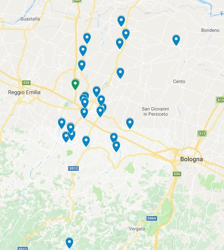 LA RETE DISTRIBUTIVA CNG e LNG focus sulla provincia di Modena Gli impianti presenti su Modena e provincia sono 28: 8 impianti nella città