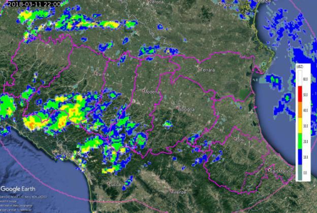 Nelle prime ore del 12 marzo le precipitazioni hanno insistito sulla Regione occidentale, mentre i sistemi sul bolognese si sono progressivamente spostati verso le province di Ravenna