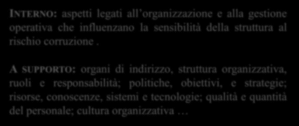 sito della Camera dei Deputati Analisi del contesto INTERNO: aspetti legati all organizzazione e alla gestione operativa che influenzano la sensibilità della struttura al