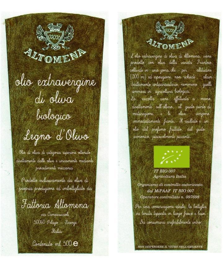 LEGNO D OLIVO BIO FATTORIA ALTOMENA Informazioni aziendali Piante di olivo: 9.