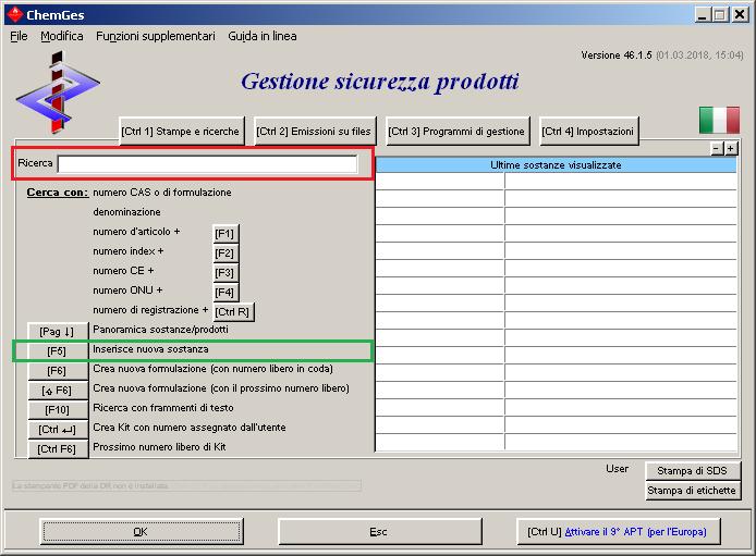 Esempio "Manutenzione formulazione" Altri dati possono essere visualizzati attraverso il menu Maschere per formulazione oppure cliccando sui singoli registri.