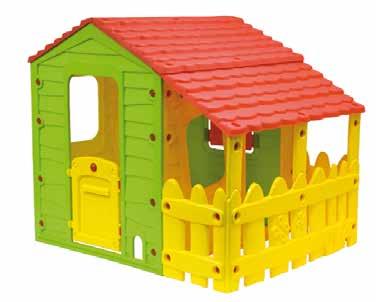 123,5x102,5x 121,5 H cm 96873 Fun farm Casetta gioco bimbi mod. FUN FARM con tettoia Portata max 30 Kg Per bambini a partire dai 2 anni. Playhouse mod.