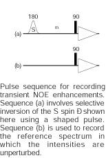 TRANSENT NOE η () = ( z - z )/ z W W 1 - Transient NOE When a selective 18 pulse is applied at the frequency of one