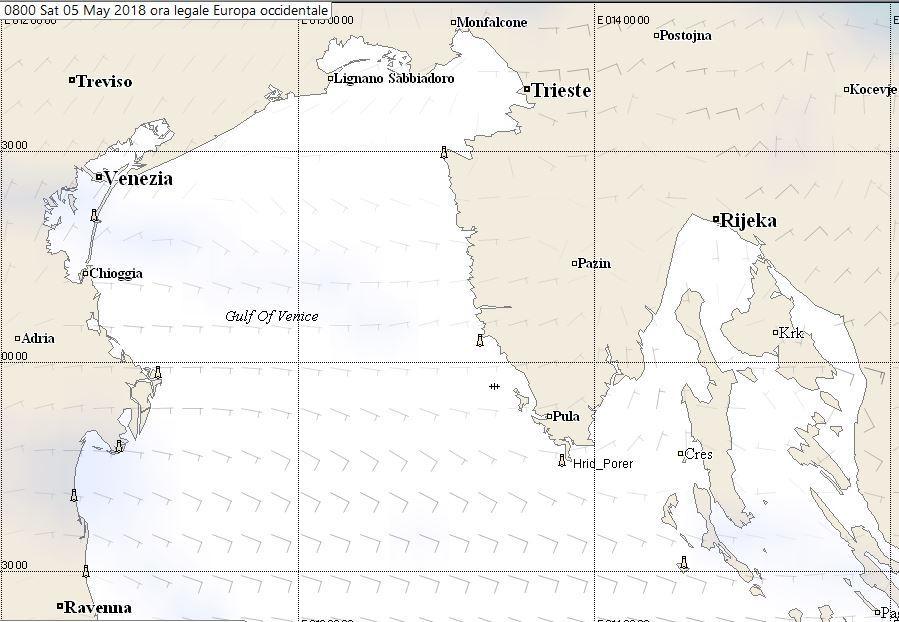 THE LOCAL WEATHER FORECAST (5) THE «SUGGESTED» ROUTE FOR A 40 FOOT BOAT Saturday 05 May2018 08.00LT 05 MAGGIO 0500LT-0800LT - SANSEGO 05 MAGGIO 2018 0500LT-0800LT GRADIENT WIND AT 1000 mt.