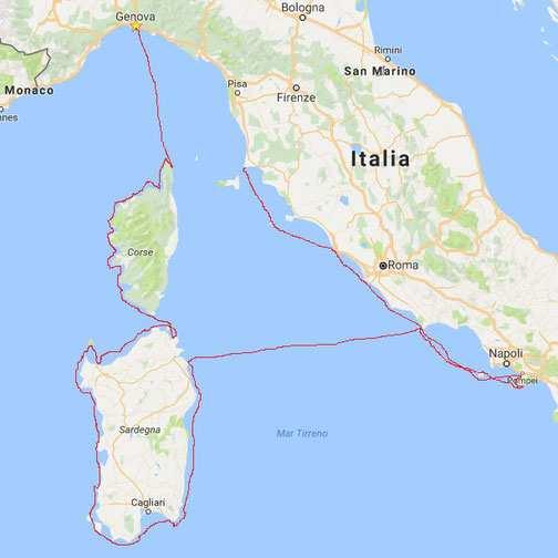 08-15 luglio Pontine - Flegree - Golfo di Napoli 15-22 luglio Golfo di Napoli - Flegree Pontine 23-29 luglio Traversata del Tirreno - Costa Est Sardegna 29 lug.