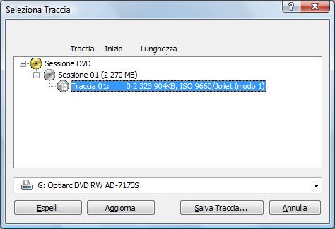 Disco dati 5.3 Salvataggio di una traccia dati Con Nero Express è possibile salvare un disco dati come file immagine.