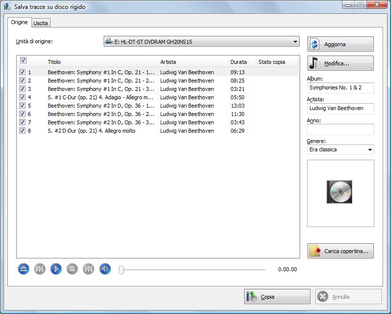 Musica 6.4.1 Copia di CD audio su disco rigido Definire le impostazioni per i file audio da salvare sul disco rigido nella finestra Salva tracce audio su disco rigido.