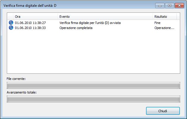Informazioni su Nero SecurDisc Viewer 15.4 Controllo della firma Con Nero SecurDisc Viewer è possibile verificare l'autenticità di un disco SecurDisc con firma digitale.