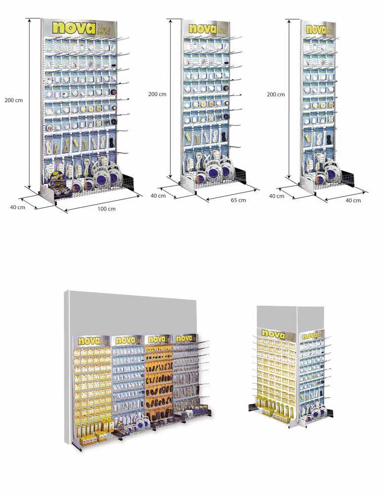 cod. ESP01 Espositore in metallo Dotazione: - 60 ganci da 32cm - 60 cartellini fine corsa Metal display stand Includes: - 60 hooks 32cm - 60 hooks end tags cod.