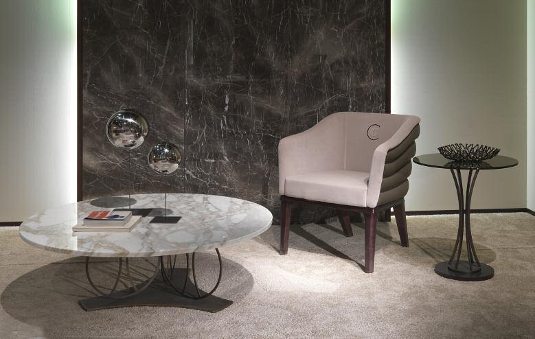 CONTEMPORARY TL59 Moon Tavolino con top in marmo Small table with marble top (cm 110x110x37h)