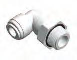 75 PUSH-IN FITTINGS / PLASTIC FOR HIGH PERFORMANCE HRPL-R Male swivel elbow BSPT CODE ØD T ØP A B E H L GR.