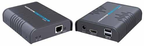 ESTENSORI DI SEGNALE HDMI ESTENSORE DI SEGNALE HDMI Su cavo Ethernet long distance 120m KVM USB Amplifica il segnale HDMI, sensibile alla dispersione dovuta alla lunghezza dei cavi e lo trasferisce