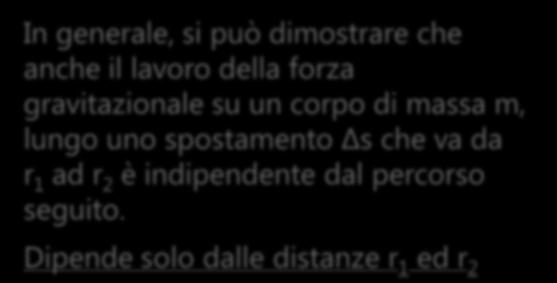 CASO GENERALE: FORZA GRAVITAZIONALE Confrontando le due espressioni di