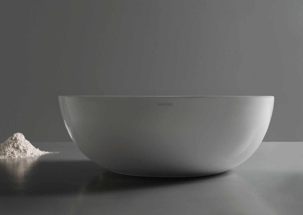 GLOBOTHIN Un nuovo ed esclusivo impasto ceramico per portare a soli 6 mm di spessore i bordi dei lavabi, mantenendone inalterati la stabilità e le geometrie.