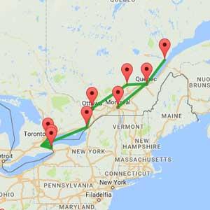 Tour Canada Est: dal Niagara a Quebec in breve... Itinerario: Toronto, cascade del Niagara, 1.
