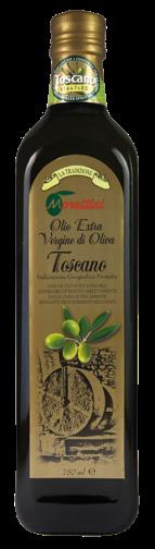 The extra virgin olive I.G.P. has a color ranging from green to yellow gold, this color change in time.