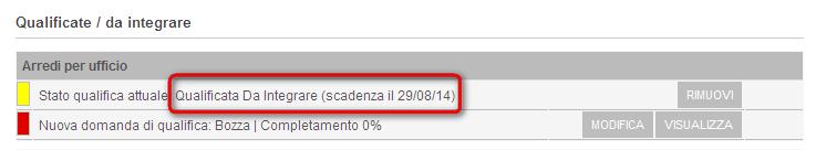 Quest ultimo potrà: a) mantenere la qualifica ottenuta d ufficio dalla stazione appaltante fino alla relativa scadenza; b) rimuovere la qualifica da integrare ottenuta mediante l apposito pulsante