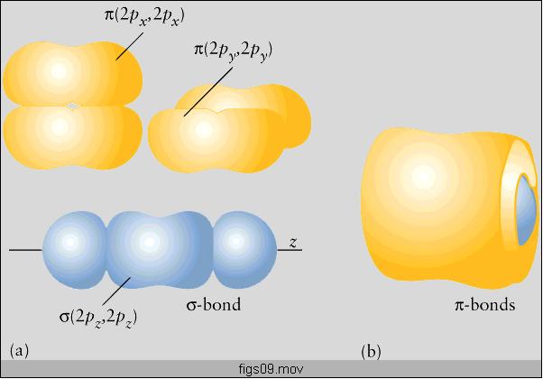 orbitali 2p 17 Legami π: la molecola di N 2 Distribuione di
