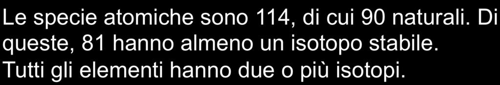 Isotopo: nuclide di uno stesso elemento.