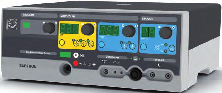 SURTRON 200 E un elettrobisturi ad alta frequenza adatto ad interventi di chirurgia di precisione monopolare e bipolare.