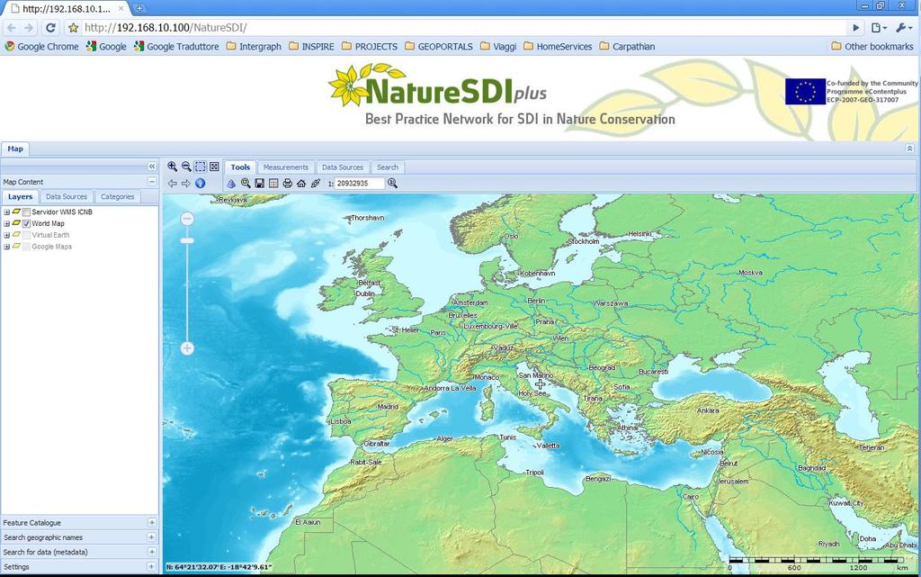 Figura 3 Il Geoportale di NATURE-SDIplus.