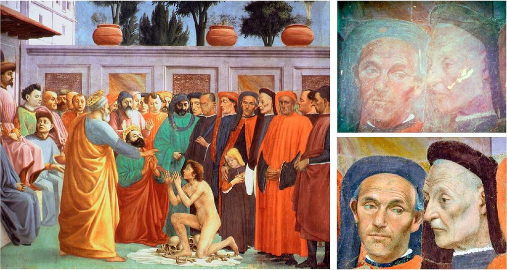 Nanotecnologie per i Beni Culturali - Esempi Dettagli delle pitture murali di Masaccio e Masolino nella Cappella Brancacci, Firenze.