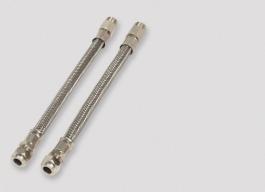 10, normale, attacco M 1/2 non prolungato... cad. 25 Art. 6514.04AS - Flessibili in acciaio inox, bicono mm.