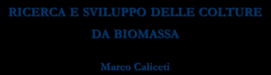 RICERCA E SVILUPPO DELLE COLTURE DA BIOMASSA Marco