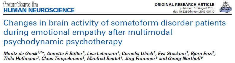 NEUROIMMAGINI E PSICOTERAPIE DISORDINE SOMATOFORME E TERAPIA PSICODINAMICA I pazienti con disordine