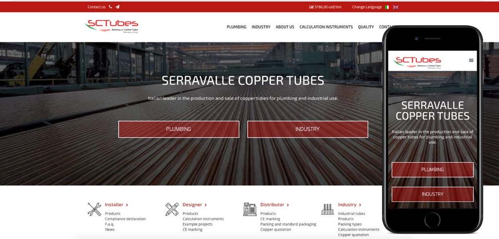Visita il nostro sito web SCT, leader italiano nella produzione e commercio di tubi in rame per usi idrotermosanitari e industriali, ti offre una nuova piattaforma
