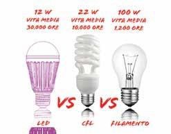 nel futuro. EFFICIENZA ENERGETICA Le tradizionali lampadine a incandescenza funzionano ad efficienza energetica del 20%, l 80% dell'elettricita viene sprecata nella trasformazione in calore.