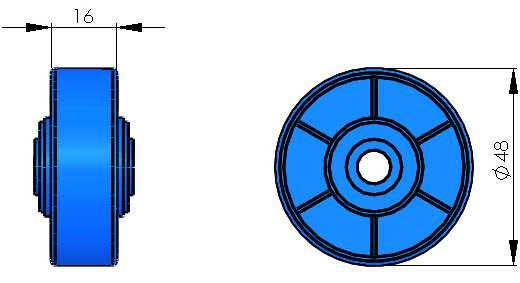 Rotella in plastica Ø 8, con cuscinetto a ricircolo di sfere, ad elevata scorrevolezza. Rotella in acciaio zincato Ø 8, con cuscinetto a ricircolo di sfere.