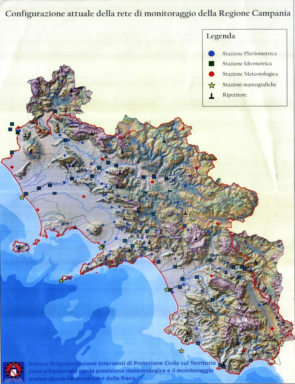 - Università di Napoli Federico II SENSORISTICA ATTUALE (novembre 2012) 178 pluviometri 63 idrometri 99 termometri aria 34 termometri suolo 45 igrometri (umidità atmosferica relativa) 36