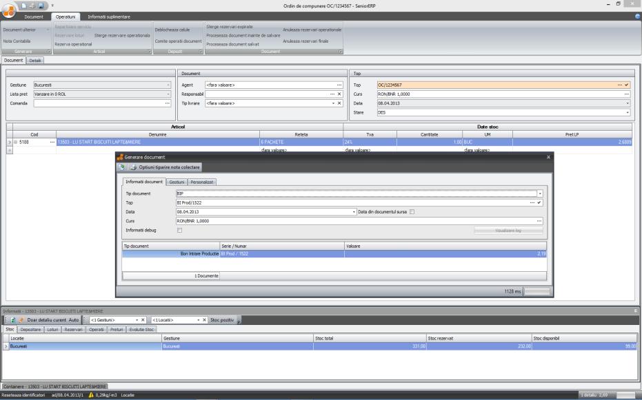 4.1.7 Productie Retetar Un produs compus are optiunea de a-i putea atasa una sau mai multe retete. Acestea pot fi de tipul: promotie, compunere, descompunere, productie.