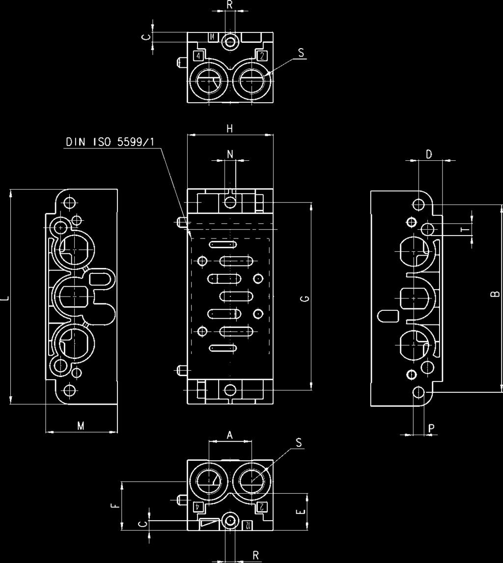 Terminale per sottobase manifold e uscite frontali Collegamento 1