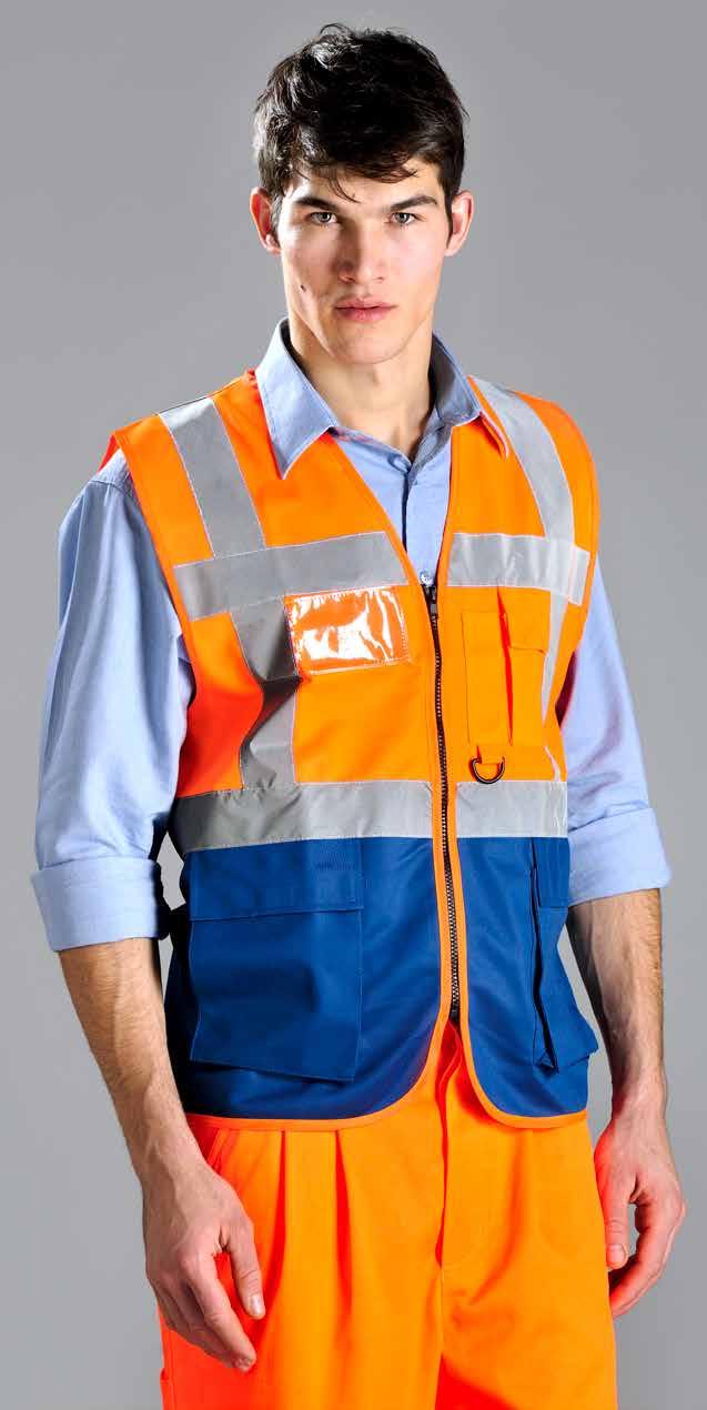 228 229 GILET LASER GILET SAFEDRIVER 7085A ARANCIO-BLU 100% POLIESTERE