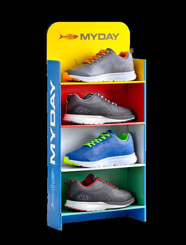 PERFORMANCE E LEGGEREZZA CON LE NUOVE CALZATURE FITNESS MYDAY FITNESS SHOES ESPOSITORE AQUARIUM 175 340 x 110 x h760 mm cartone