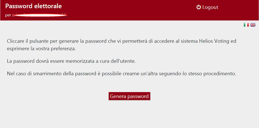 Cliccando sul pulsante Genera password si ottiene la