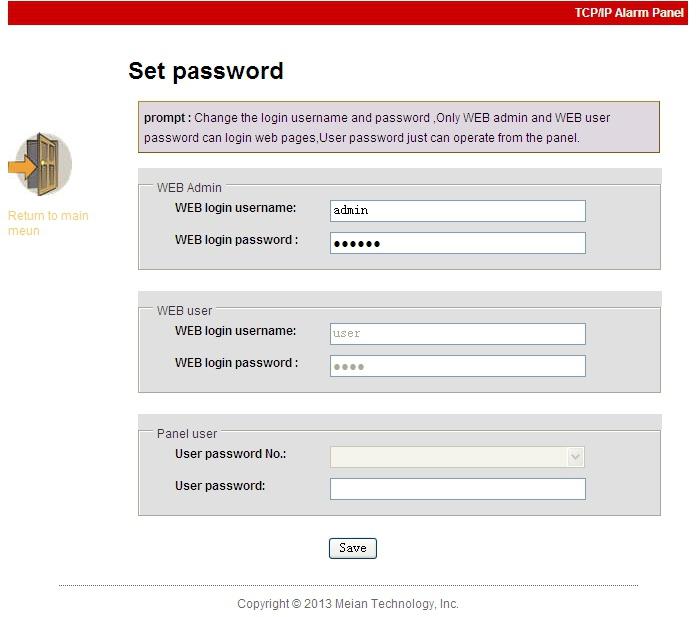 Password Cliccare sull icona password per entrare nel relative menù.