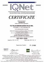 L elevato standard qualitativo dei processi produttivi ha permesso a TCI di ottenere, già dal 1995, la certificazione ISO 9001.