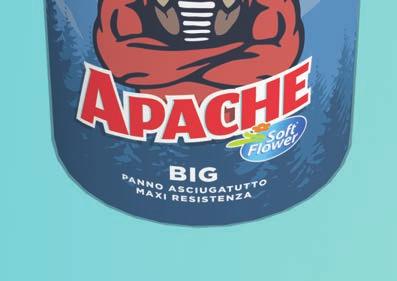 APACHE ist eine neue Küchen-Handtuchrolle in reiner Zellulose im Riesenformat, reißfest und sehr saugfähig.