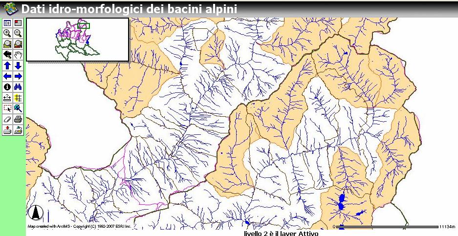 5.3 SIBCA (Sistema Informativo dei Bacini e dei Corsi d Acqua) Il Sistema Informativo si prefigge di creare un approccio per la definizione di scenari di rischio idrogeologico all'interno di bacini