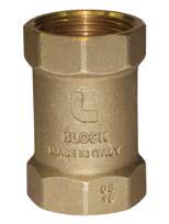 Valvola di ritegno BLOCK BLOCK check valve 101 Voci di capitolato - Technical features Corpo in ottone. Otturatore in polimero. Tenuta in NBR. Molla in acciaio inox.